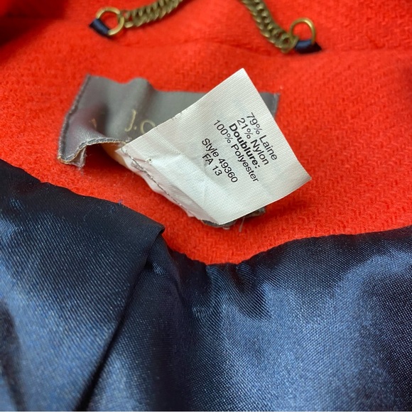 J Crew Stadium Cloth Nello Gori Coat 12 Orange Wool Double Breasted Gold Buttons - Picture 7 of 12